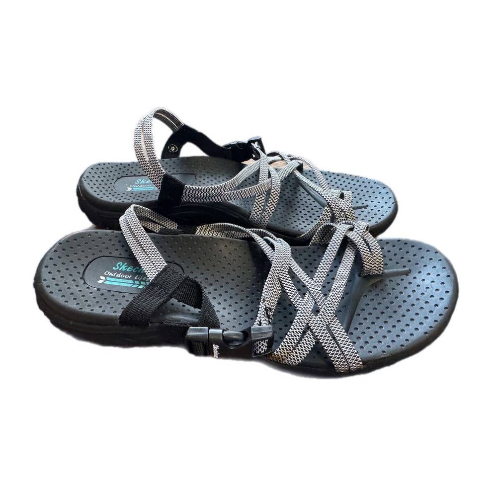 Skechers Black and Gray Strappy Sport Sandals